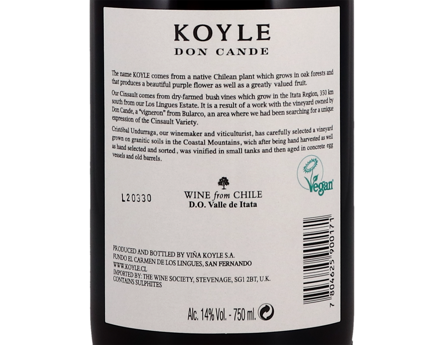 Koyle Don Cande Secano Interior Itata Cinsault 2020