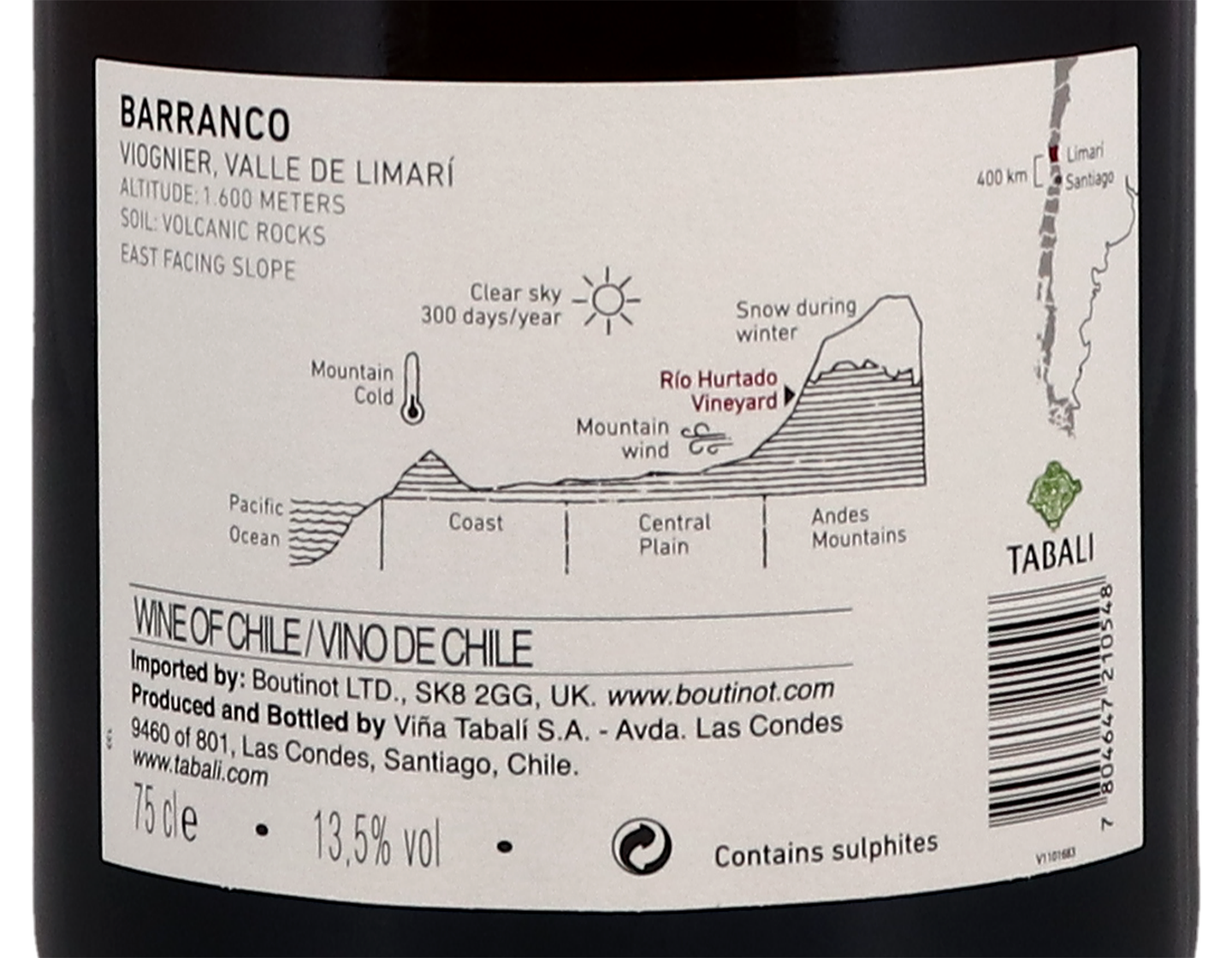 Tabali Barranco Rio Hurtado Limari Viognier 2018