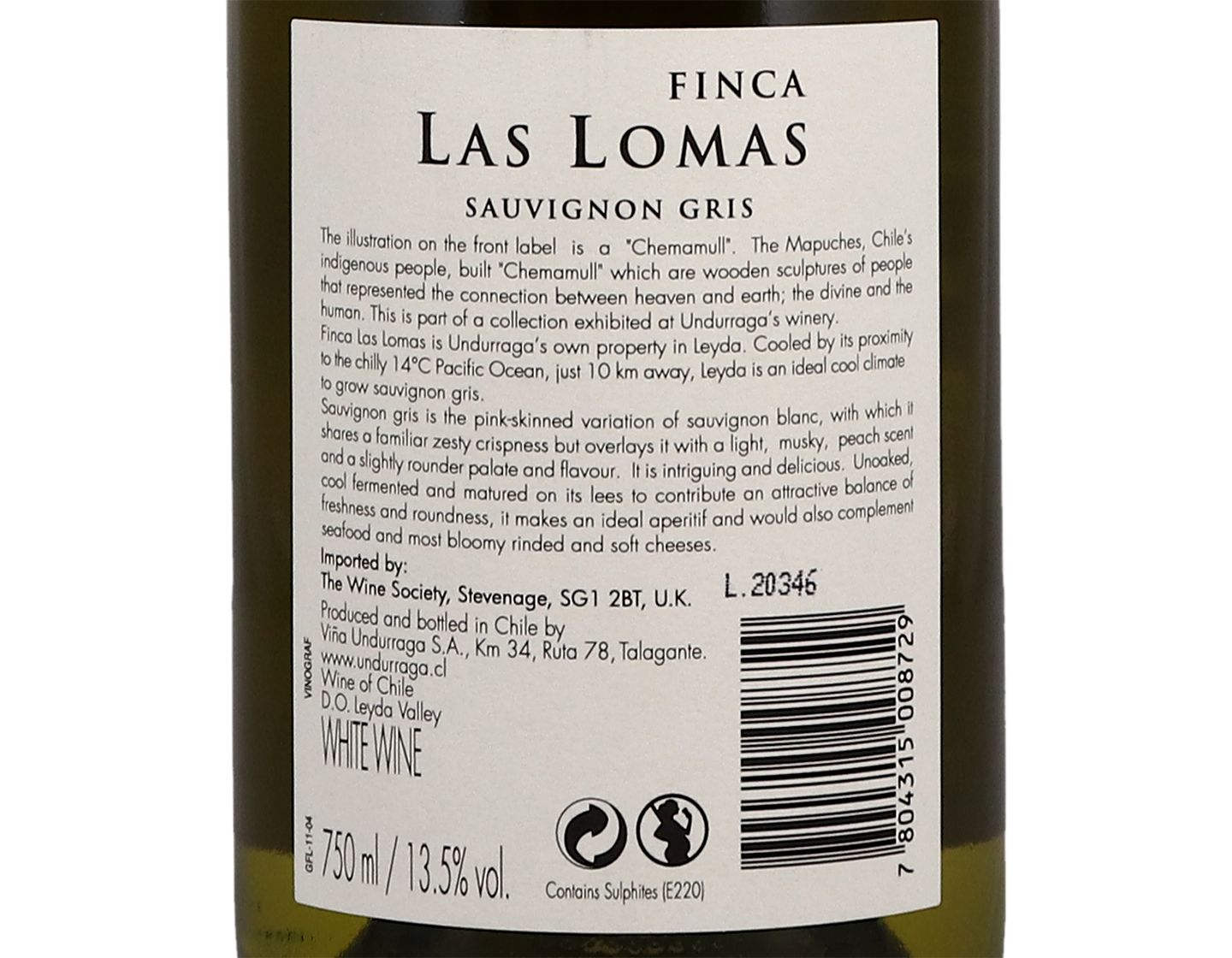 Undurraga Finca Las Lomas Leyda Sauvignon Gris 2020
