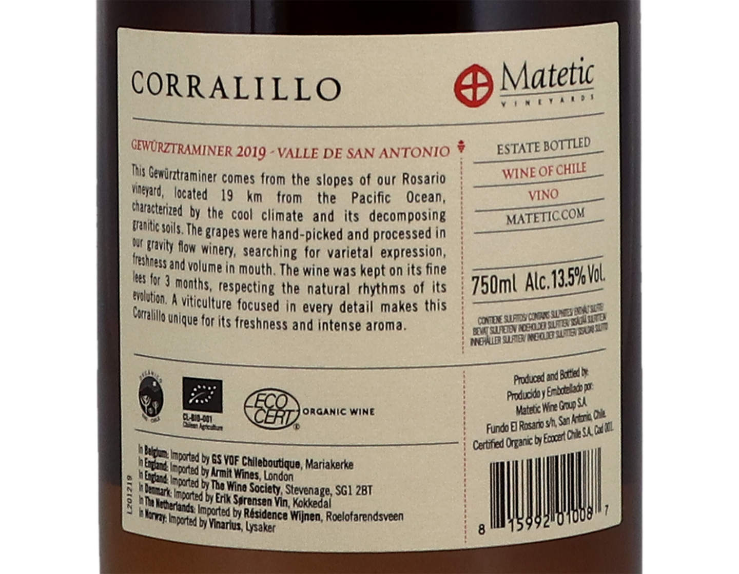 Matetic Corralillo San Antonio Gewurztraminer 2019