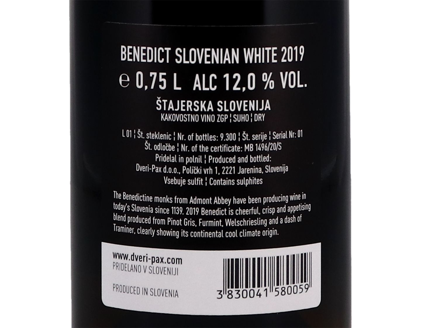 Benedict Slovenian White, Dveri Pax 2019