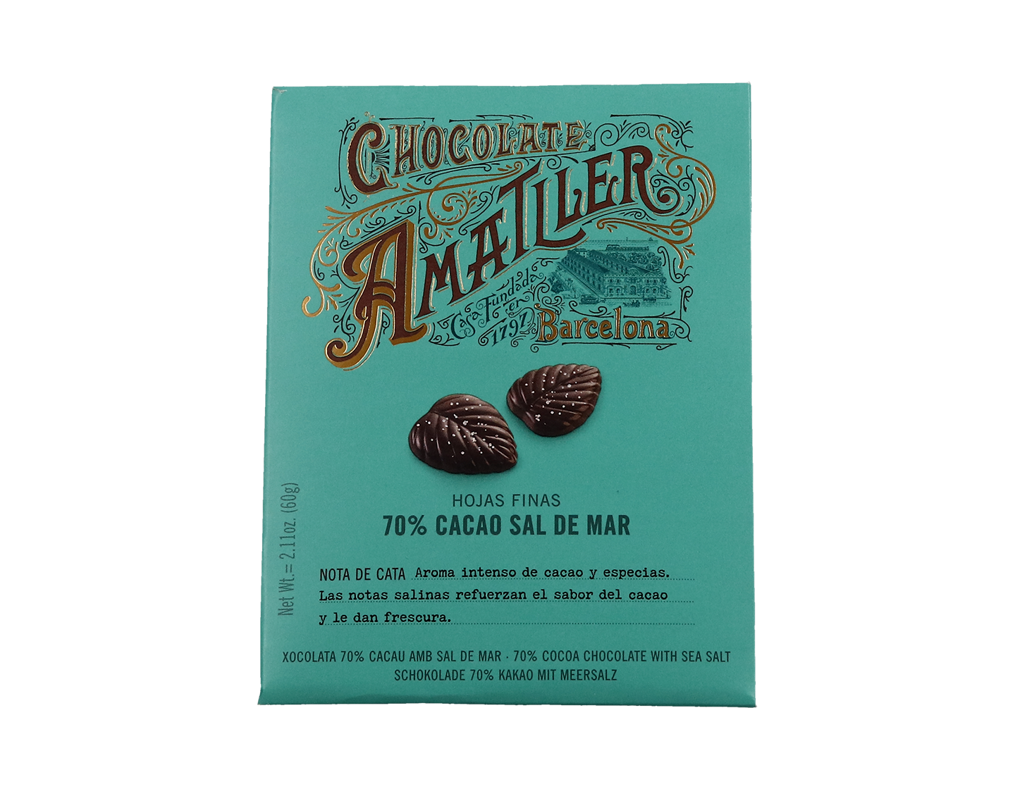 Amatller Salted 70% Dark Chocolate Leaves 60g
