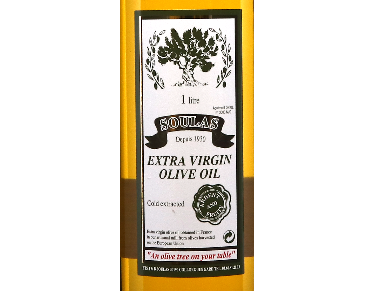 Litre of Soulas Extra Virgin Olive Oil 100cl
