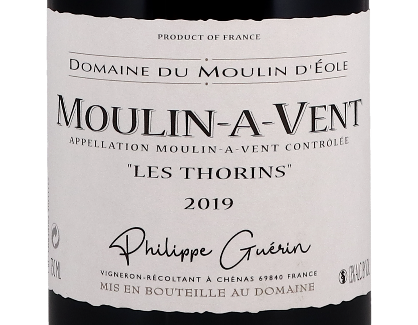 Domaine du Moulin d'Eole Moulin a Vent Les Thorins 2019