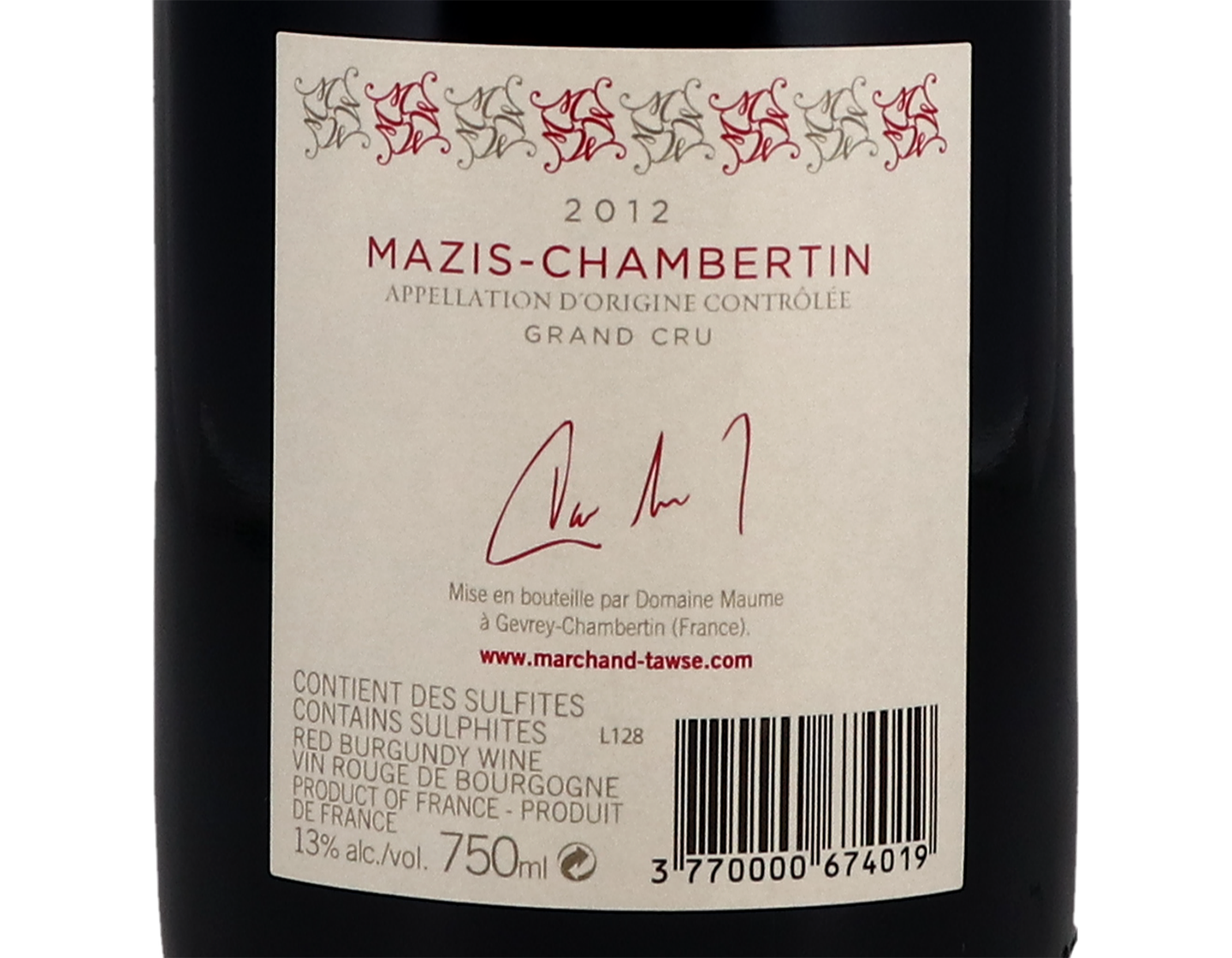 Domaine Maume Tawse Mazis Chambertin GC 2012