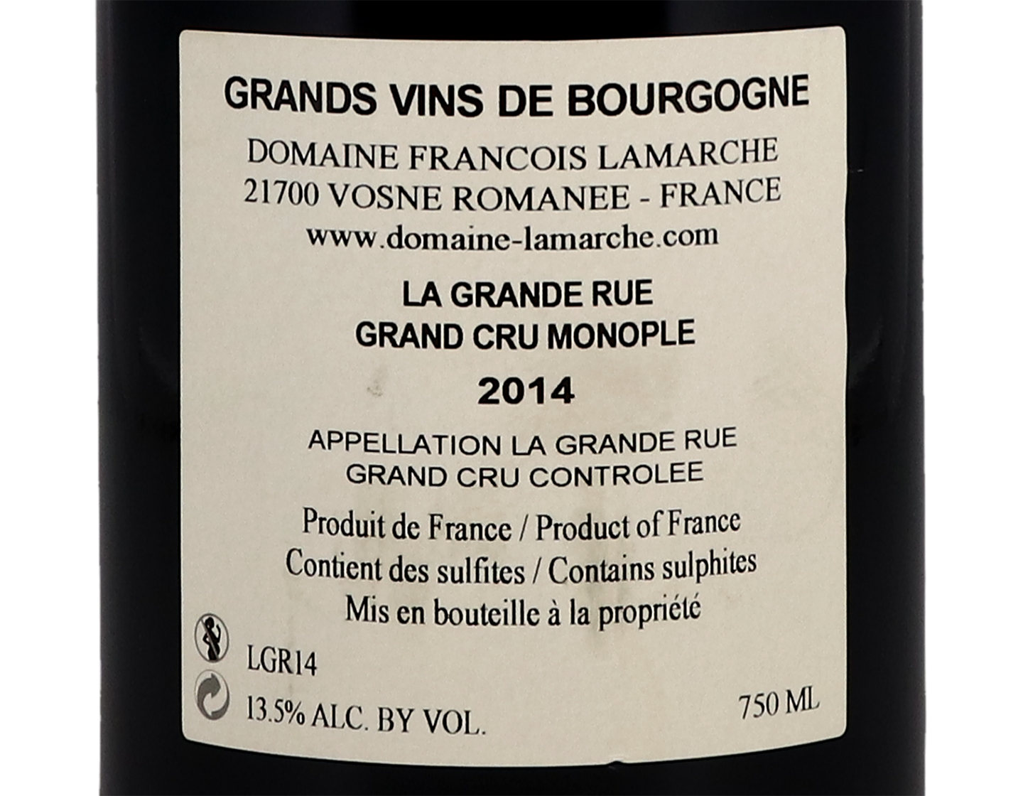 Domaine Francois Lamarche La Grande Rue GC 2014