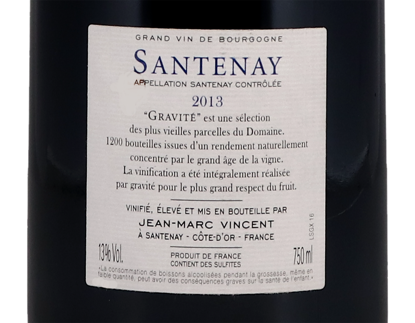 Jean Marc Vincent Santenay Rouge Gravite 2013