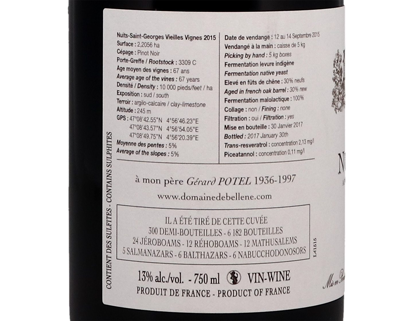Domaine de Bellene Nuits St Georges Vieilles Vignes 2015