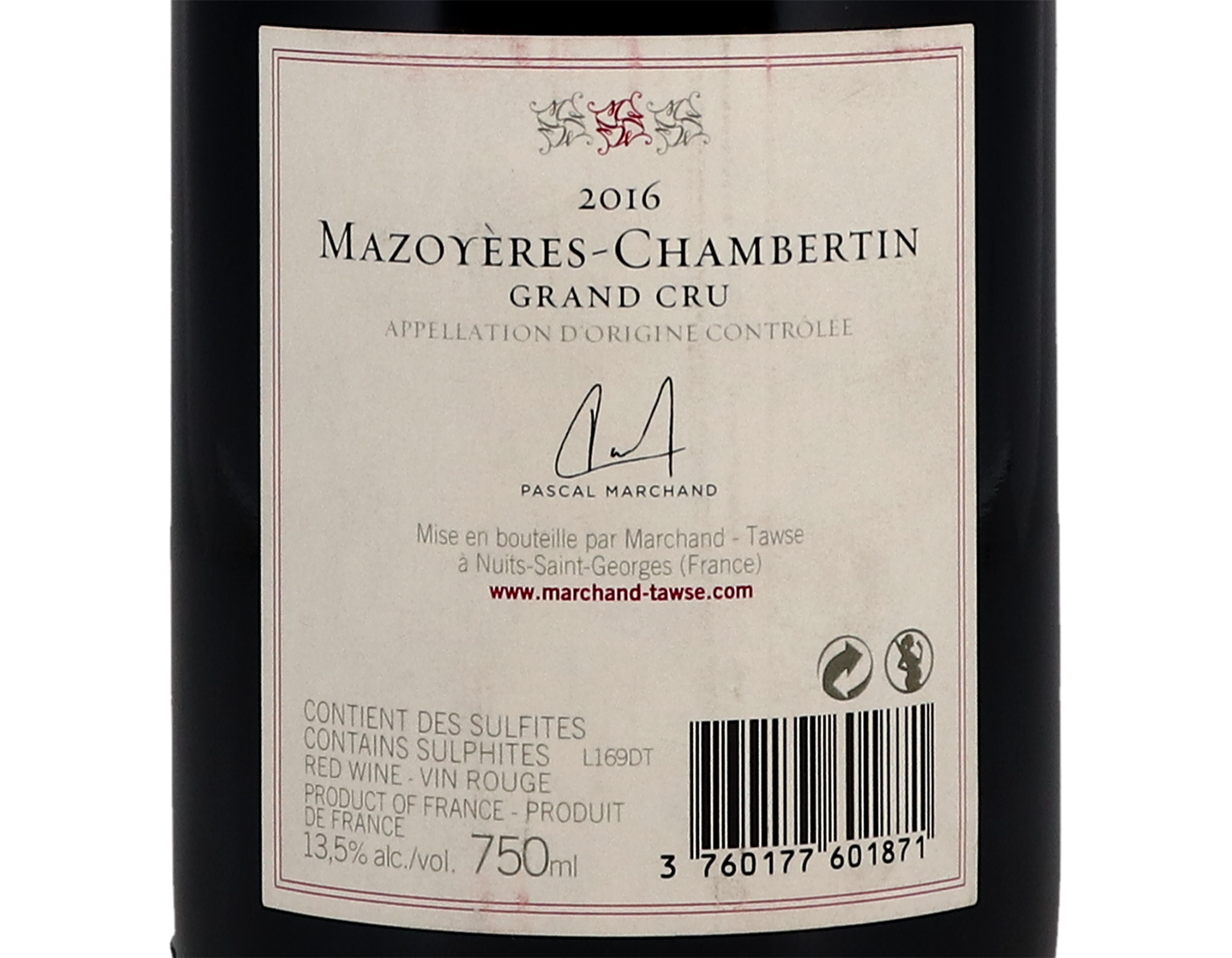 Domaine Tawse Mazoyeres Chambertin GC 2016