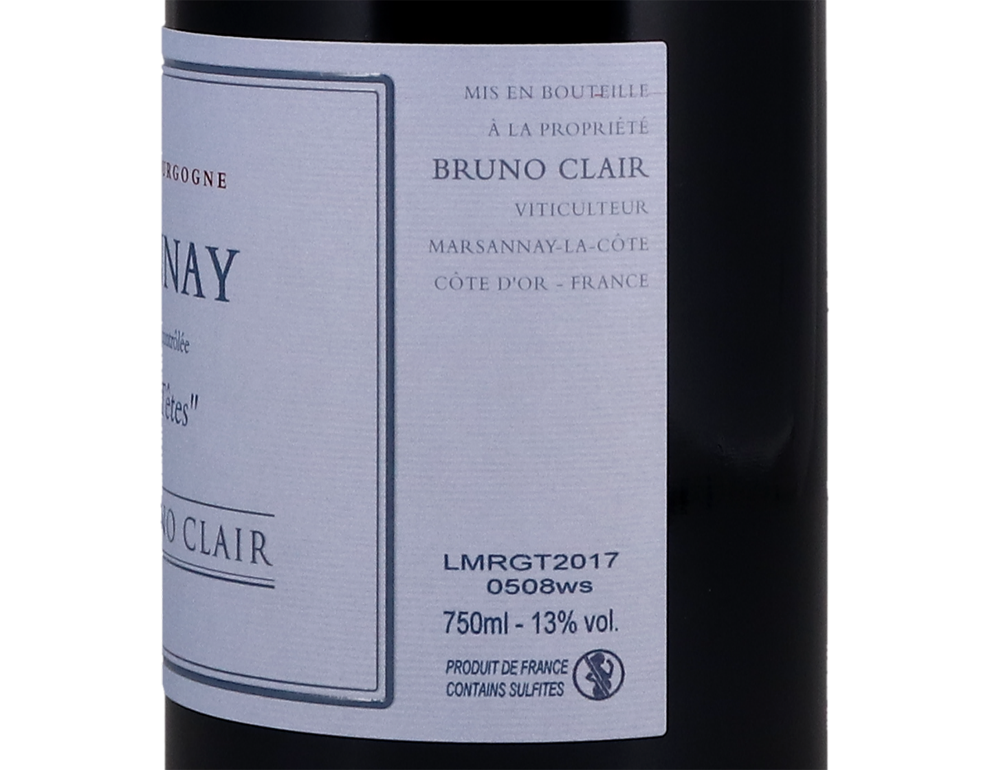 Domaine Bruno Clair Marsannay Grasses Tetes 2017