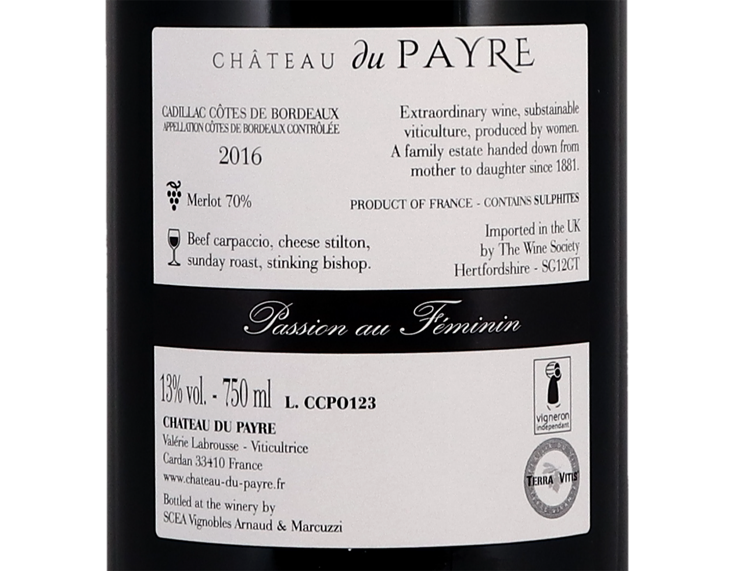 Château du Payre, Cadillac Côtes de Bordeaux 2016