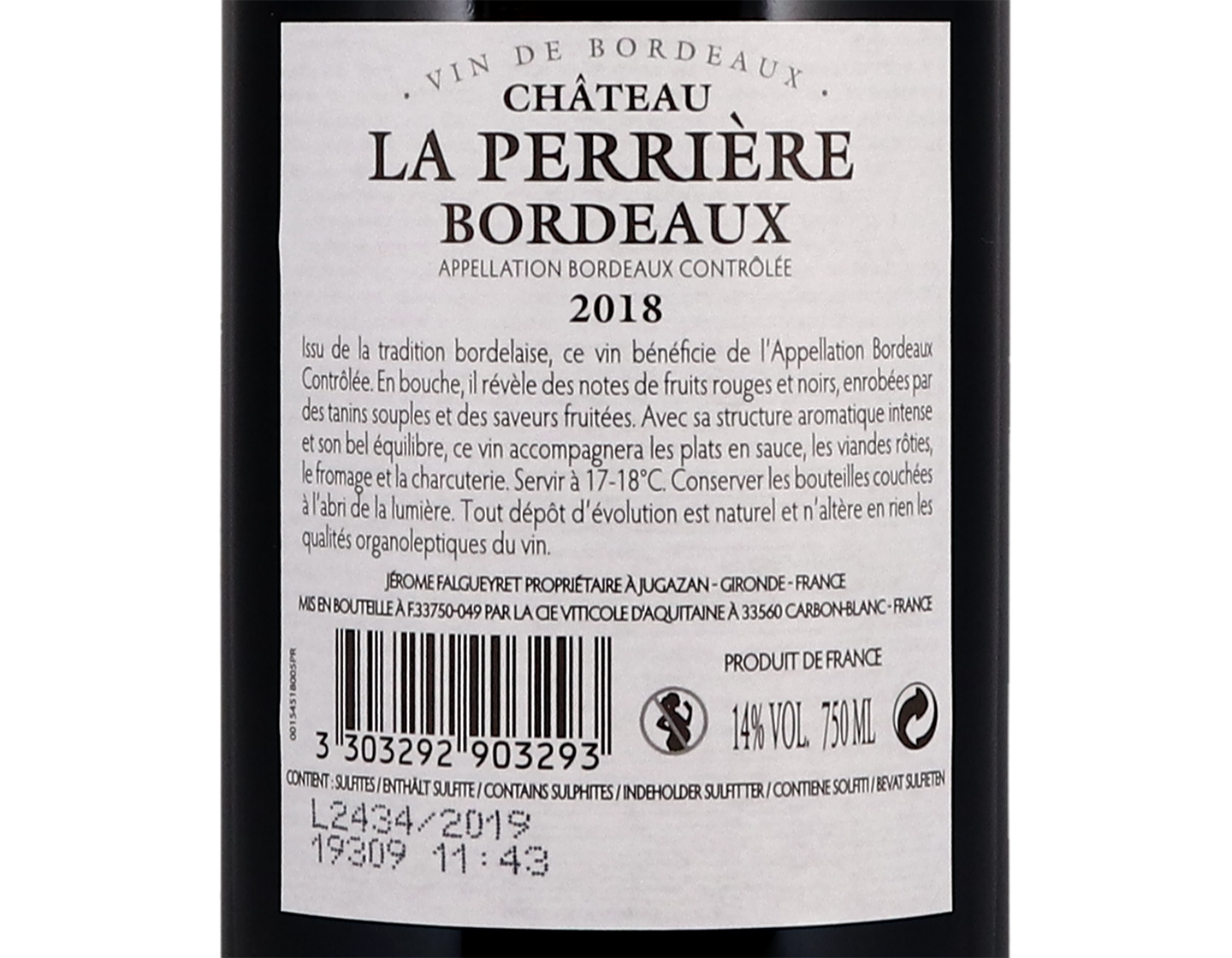 Ch La Perriere Bordeaux 2018