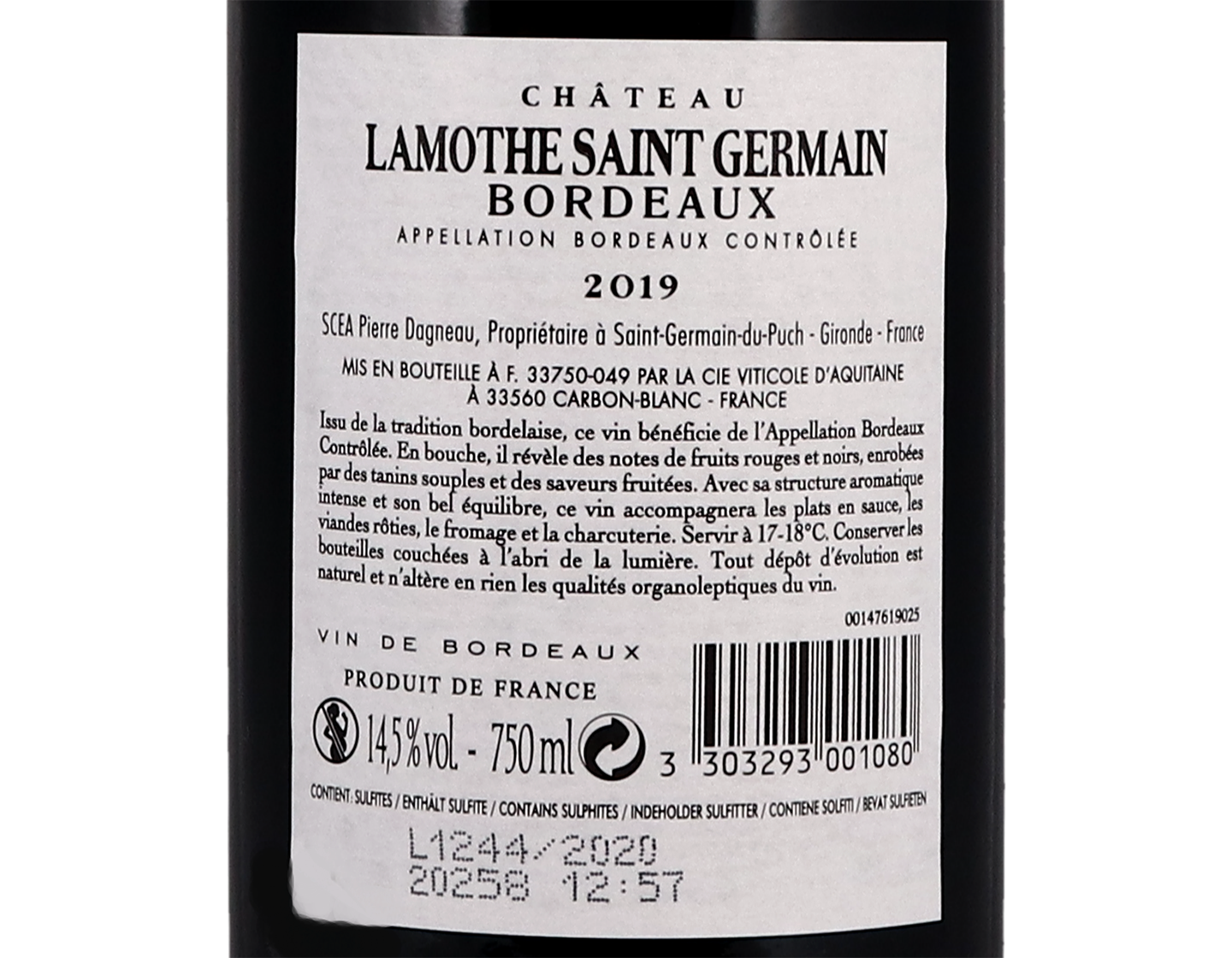 Ch Lamothe Saint Germain Bordeaux 2019