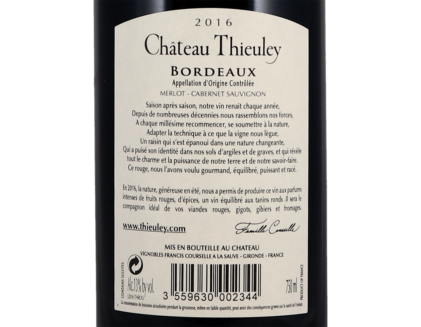 Château Thieuley Rouge, Bordeaux 2016