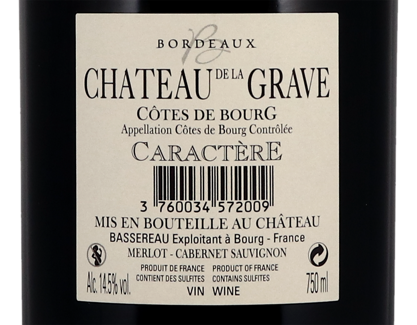 Ch de la Grave Caractere Cotes de Bourg 2018