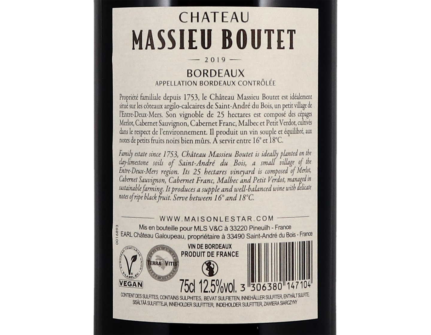 Ch Massieu Boutet Bordeaux 2019