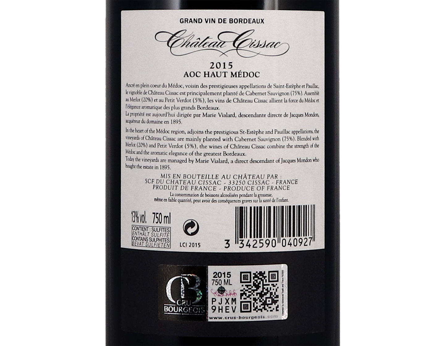 Ch Cissac Haut Medoc 2015