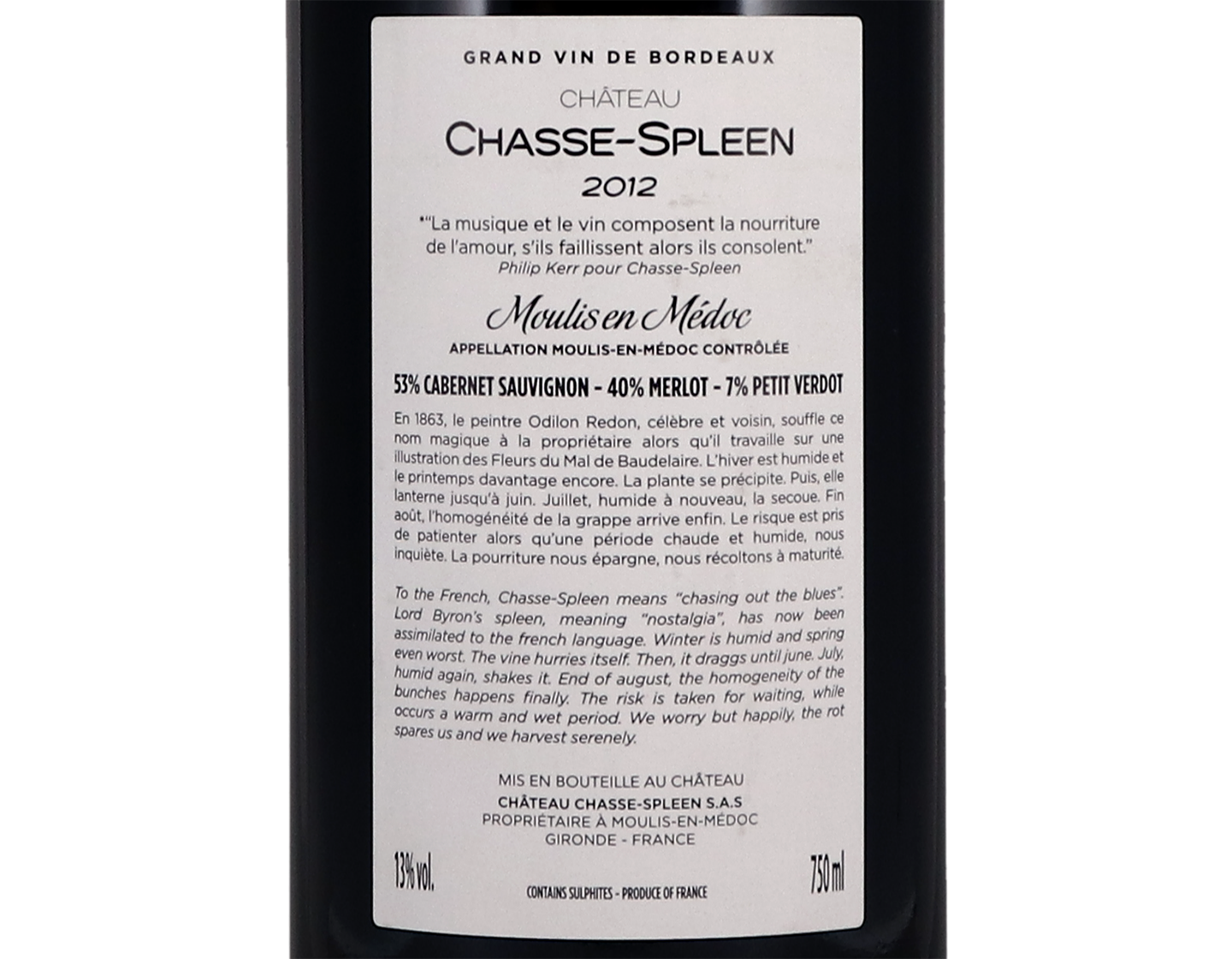 Château Chasse-Spleen, Moulis-en-Médoc 2012