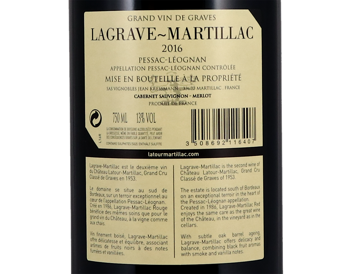Château Lagrave-Martillac, Pessac-Léognan 2016
