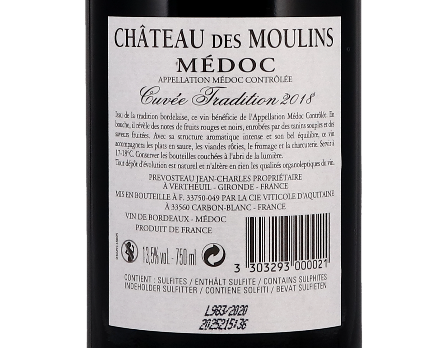 Château des Moulins, Médoc 2018
