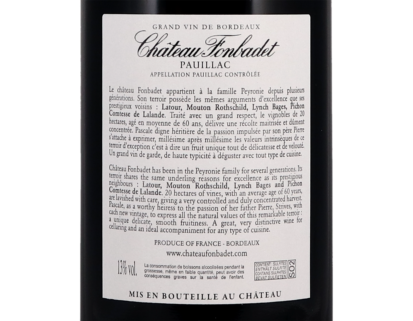 Ch Fonbadet Pauillac 1981