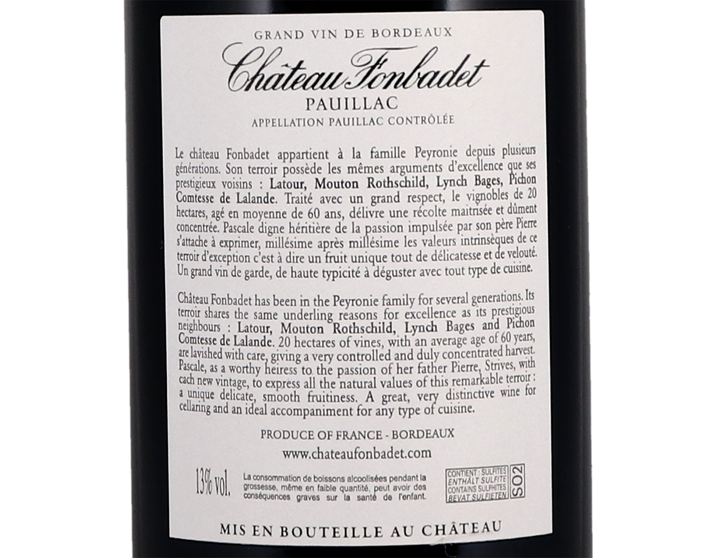 Ch Fonbadet Pauillac 1995