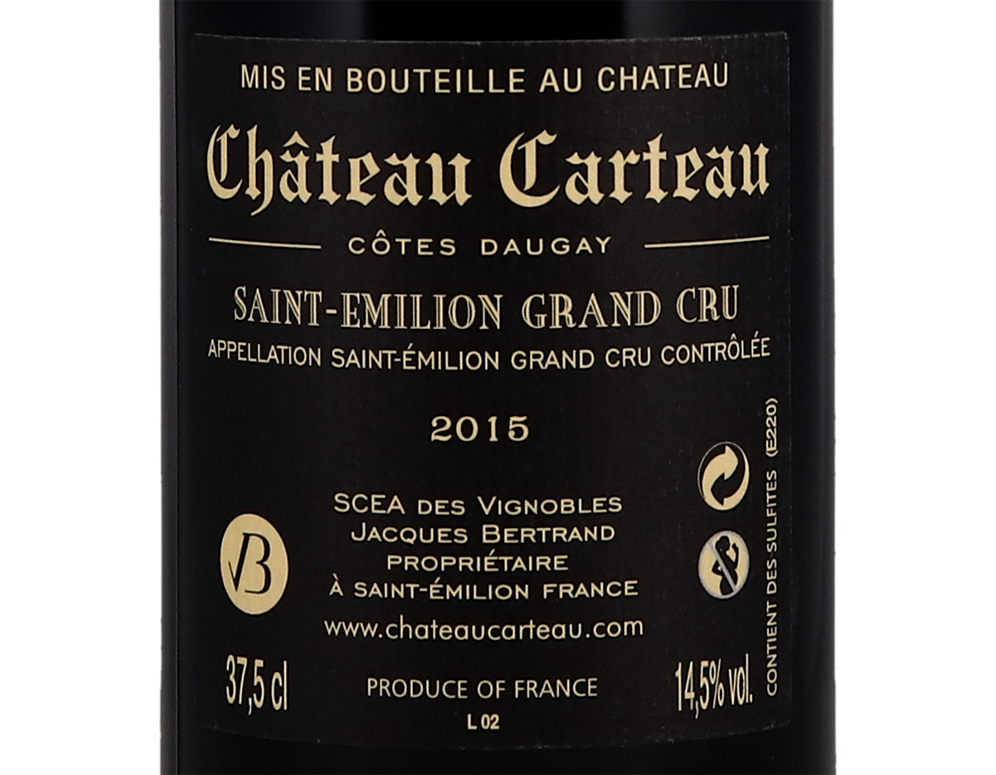 Ch Carteau Cotes Daugay Saint Emilion 2015 Halves