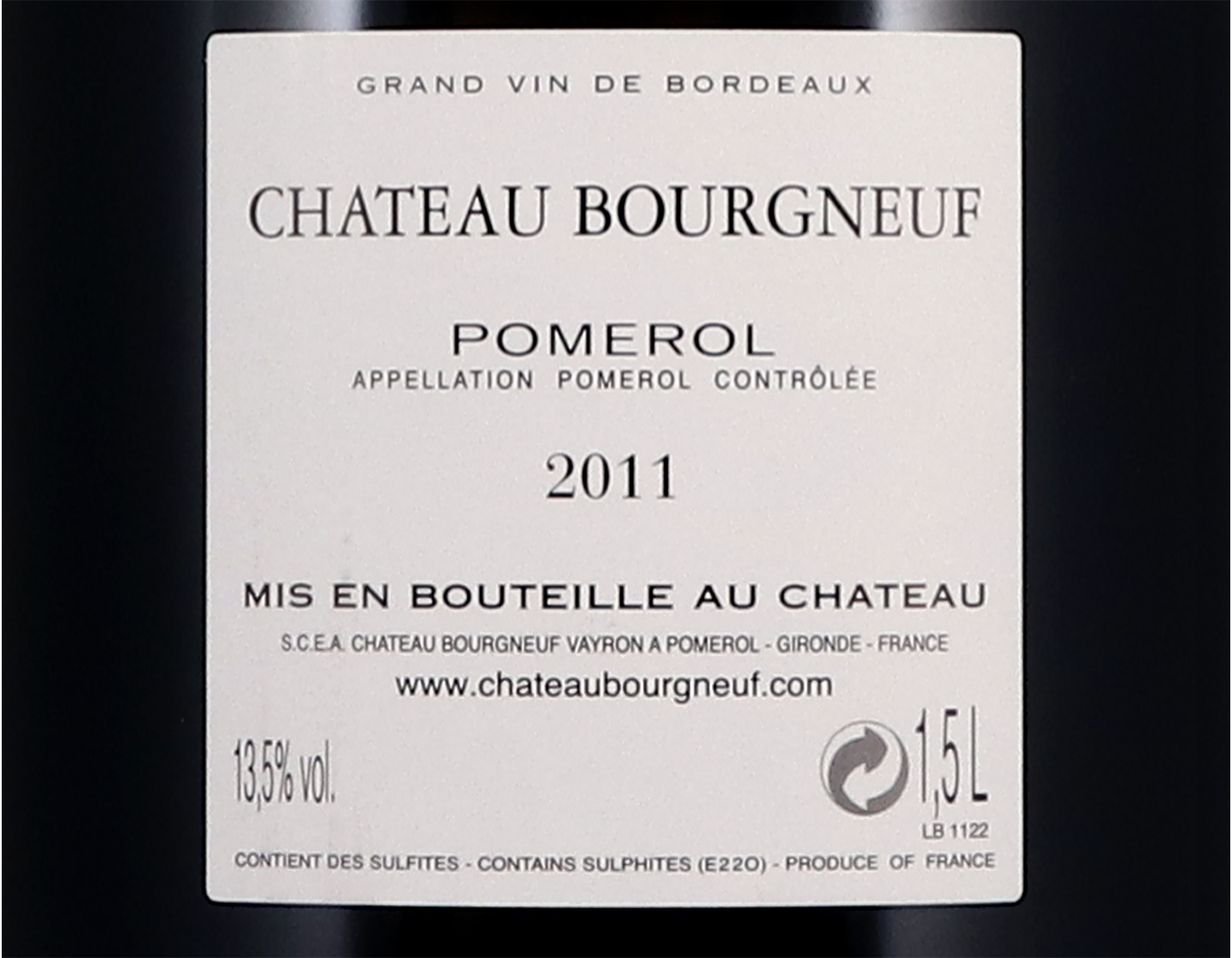 Ch Bourgneuf 2011 Pomerol Magnums