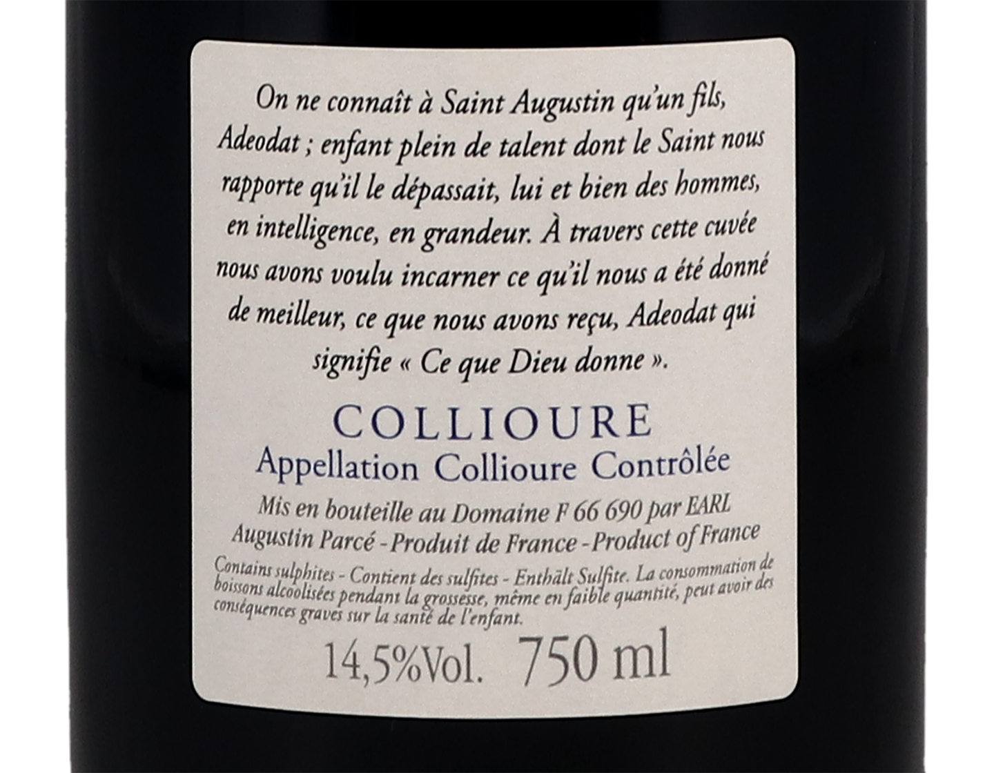 Collioure Adeoat Rouge Domaine Augustin 2016