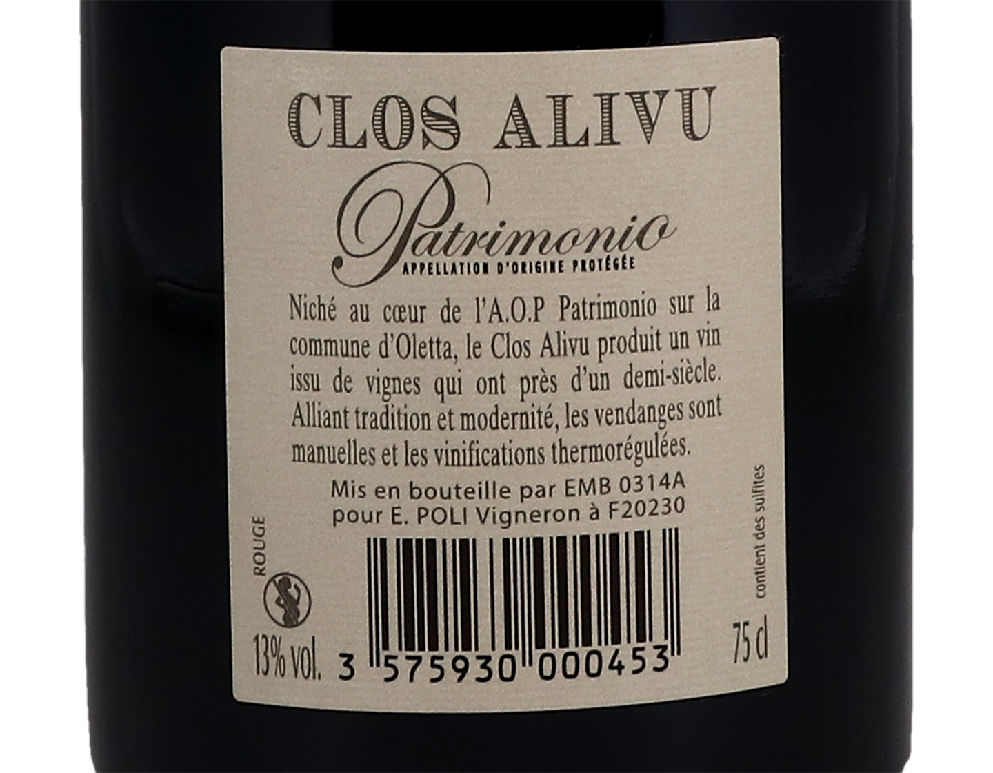 Patrimonio Rouge, Clos Alivu 2018