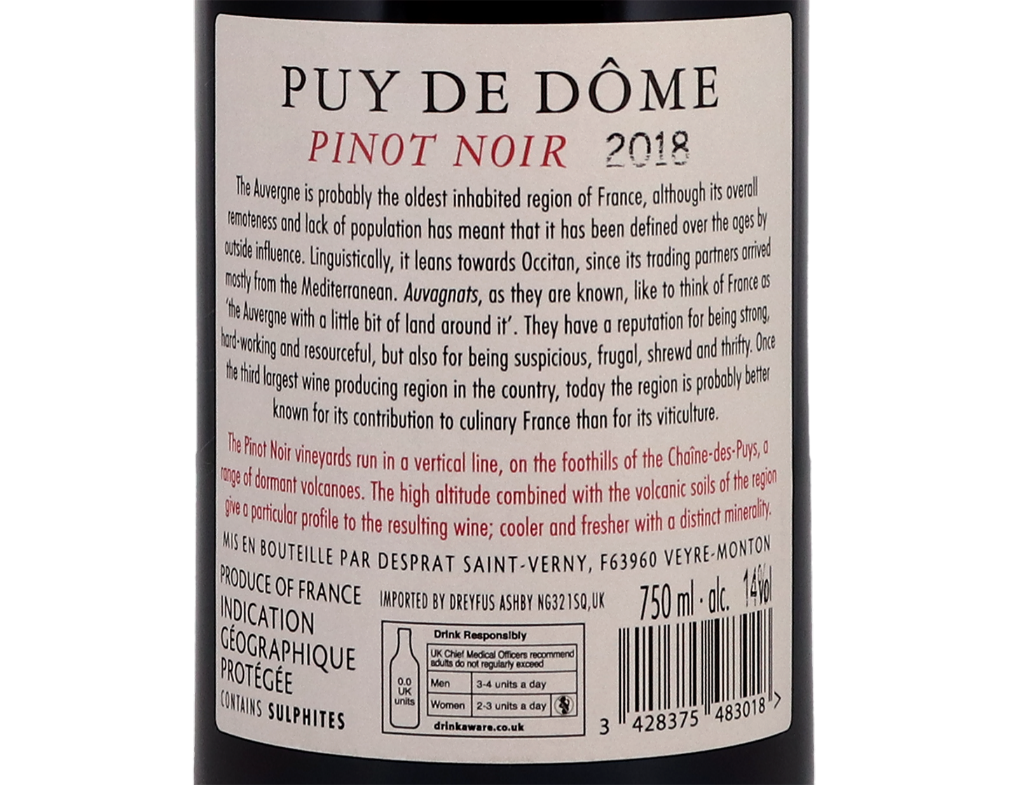 Cave St Verny Puy de Dome Pinot Noir 2018