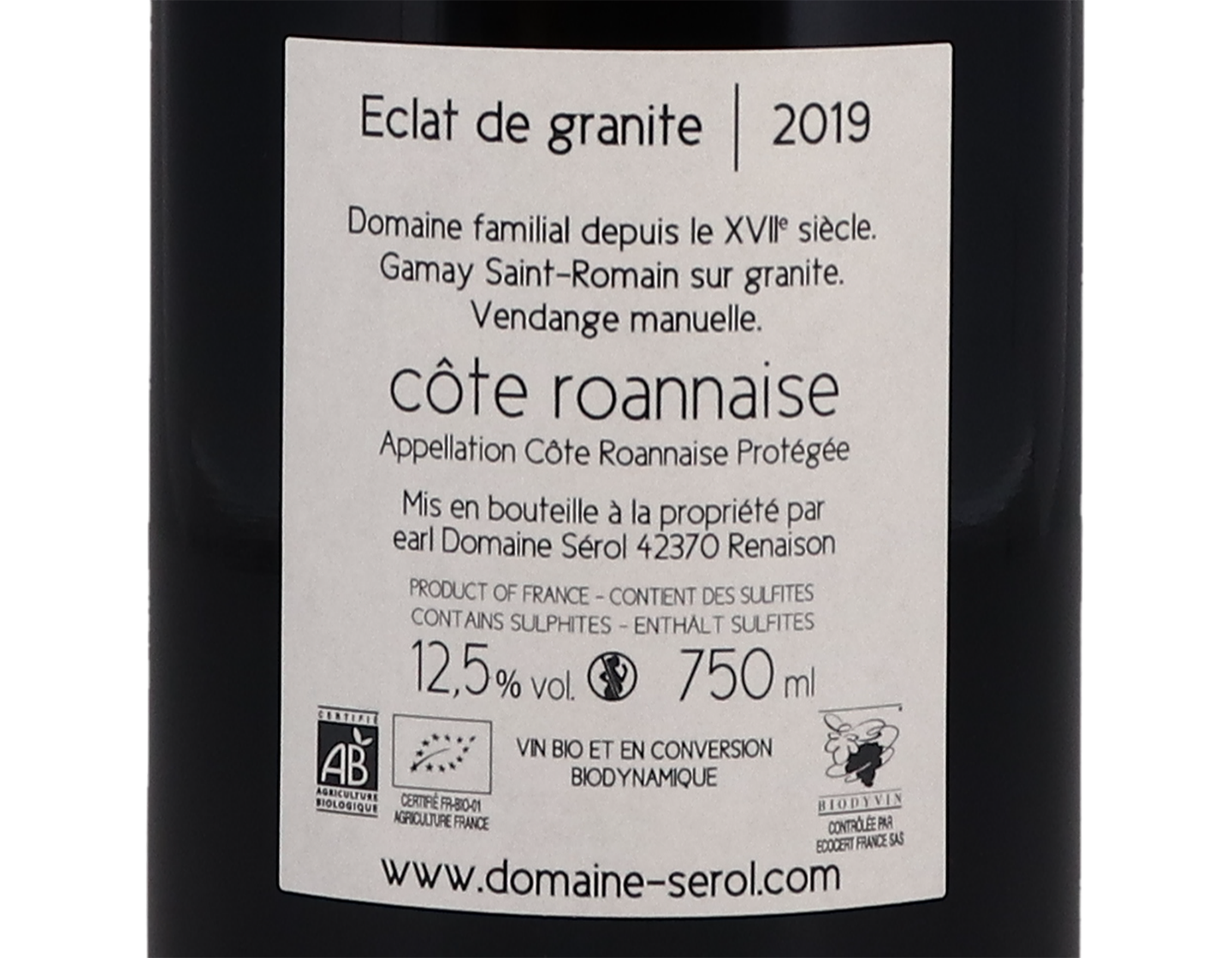 Cote Roannaise Eclat de Granite Domaine Serol 2019