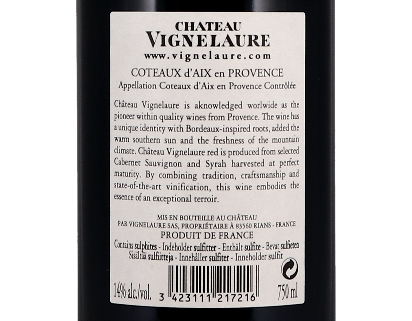 Coteaux d'Aix en Provence, Château Vignelaure 2014