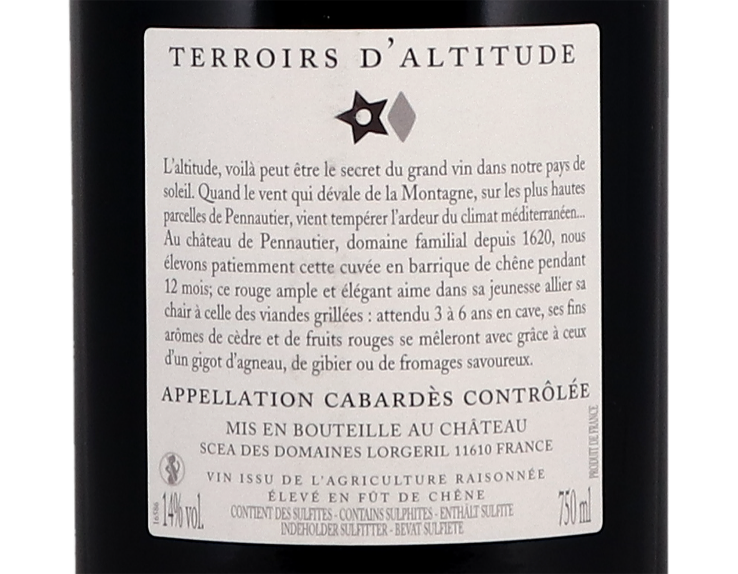 Cabardes Terroirs d Altitude Chateau de Pennautier 2016