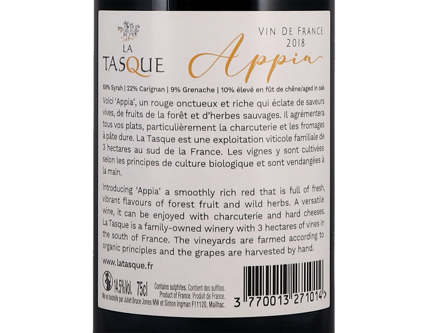 Appia, Domaine de la Tasque 2018