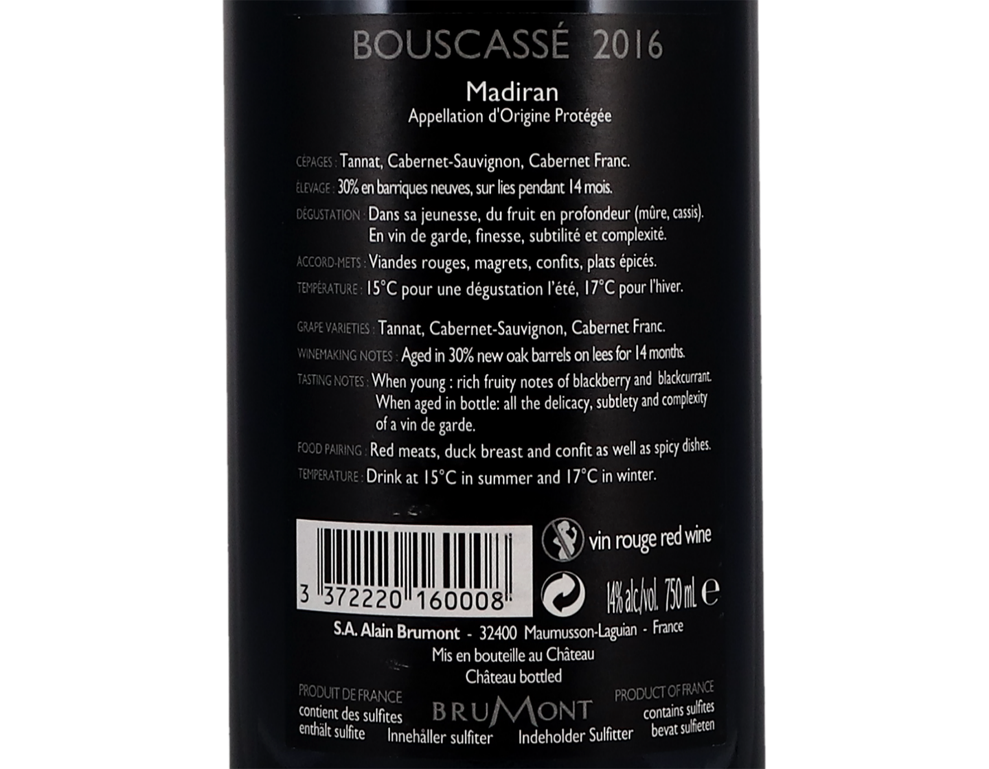 Madiran, Château Bouscassé 2016