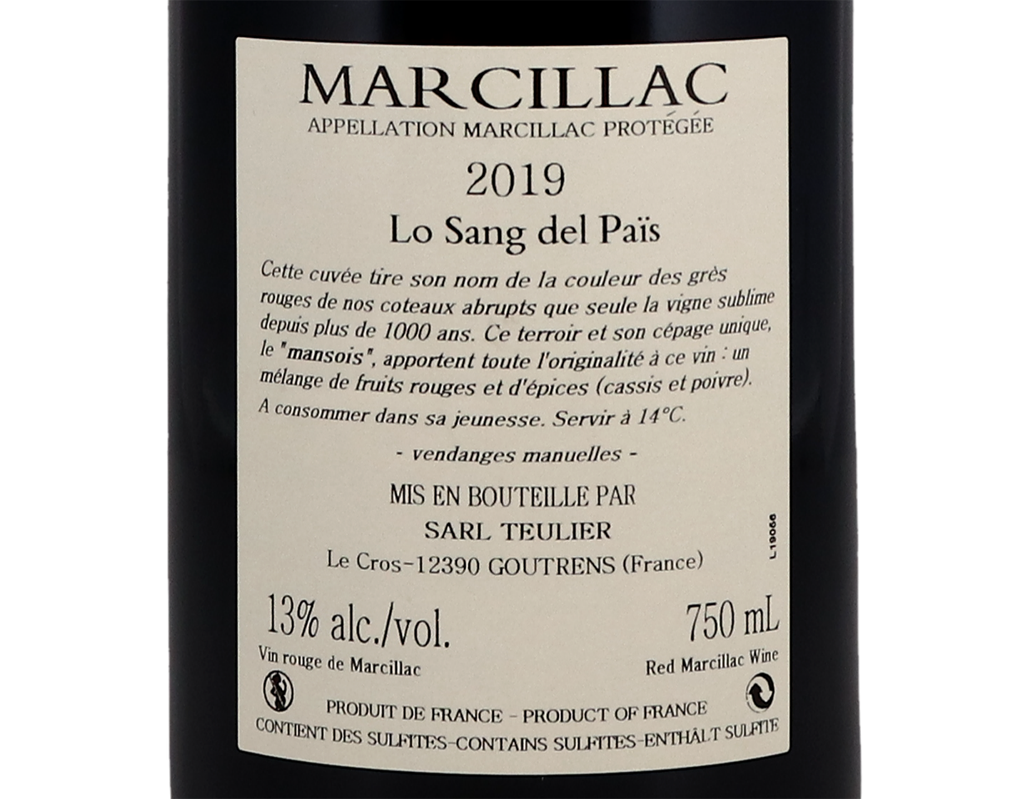 Marcillac Lo Sang del Pais Domaine du Cros 2019