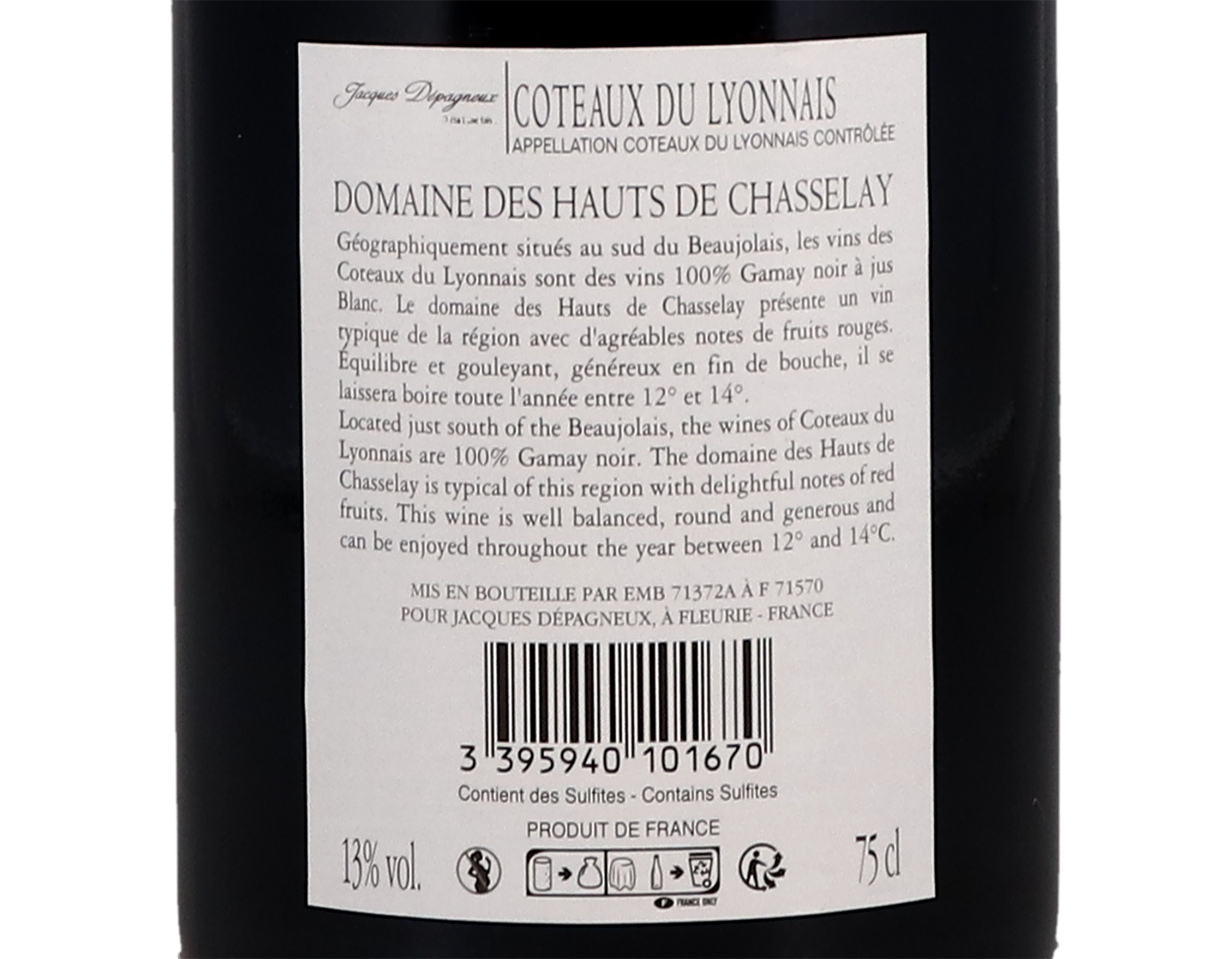 Coteaux du Lyonnais Domaine des Hauts de Chasselay 2020