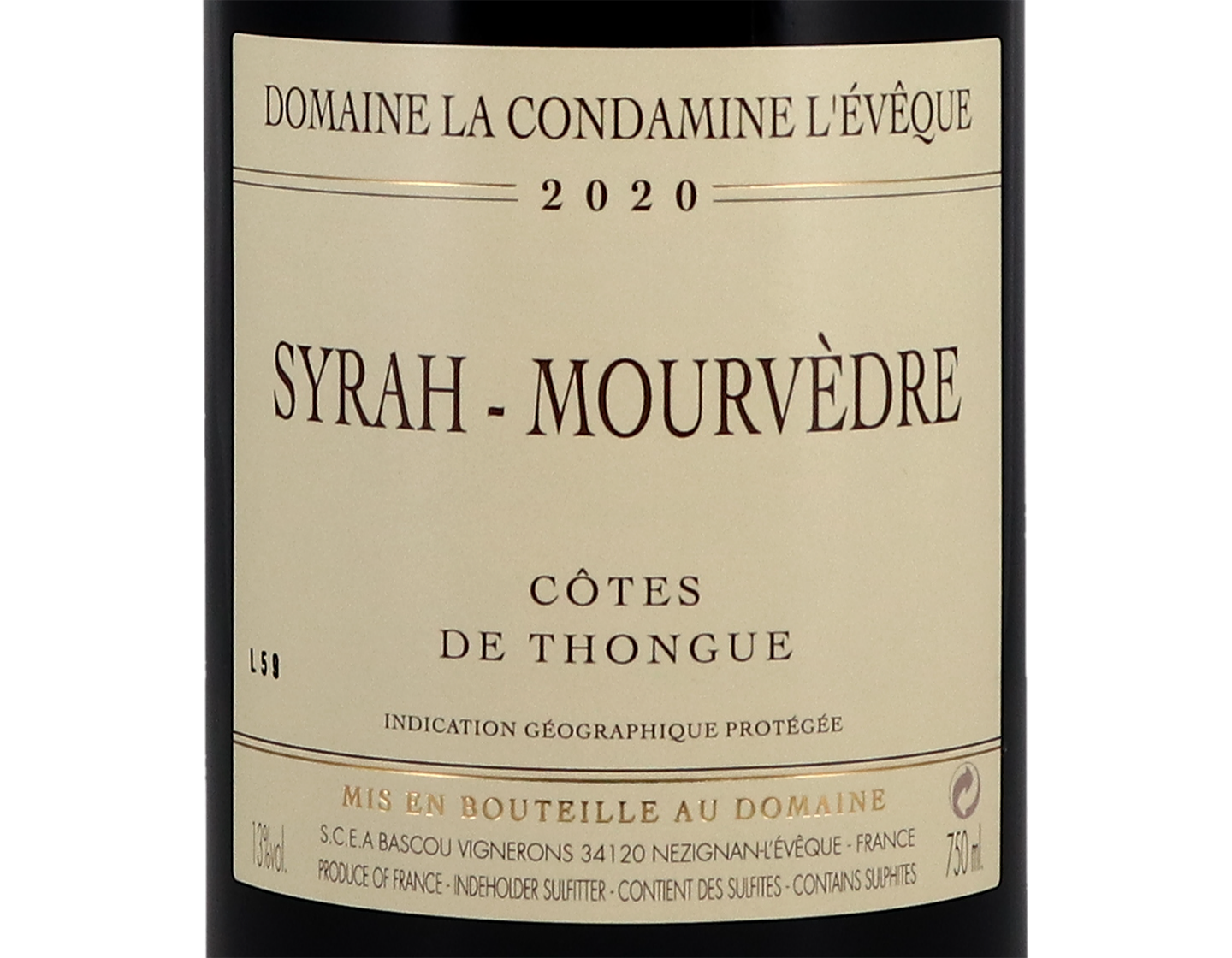 Dom Condamine LEveque Cotes de Thongue Syrah Mourvedre 2020