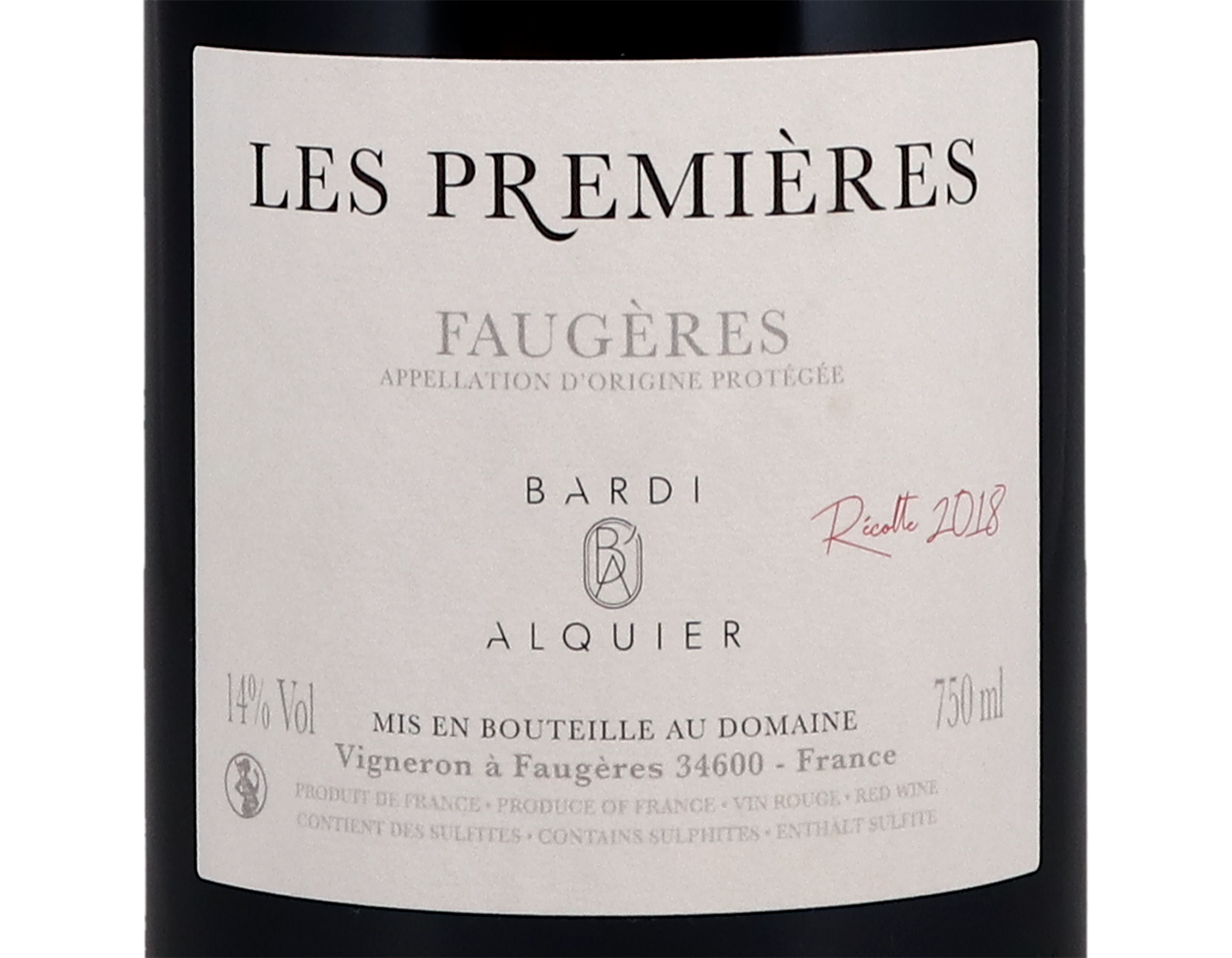 Faugeres Premieres Domaine Alquier 2018