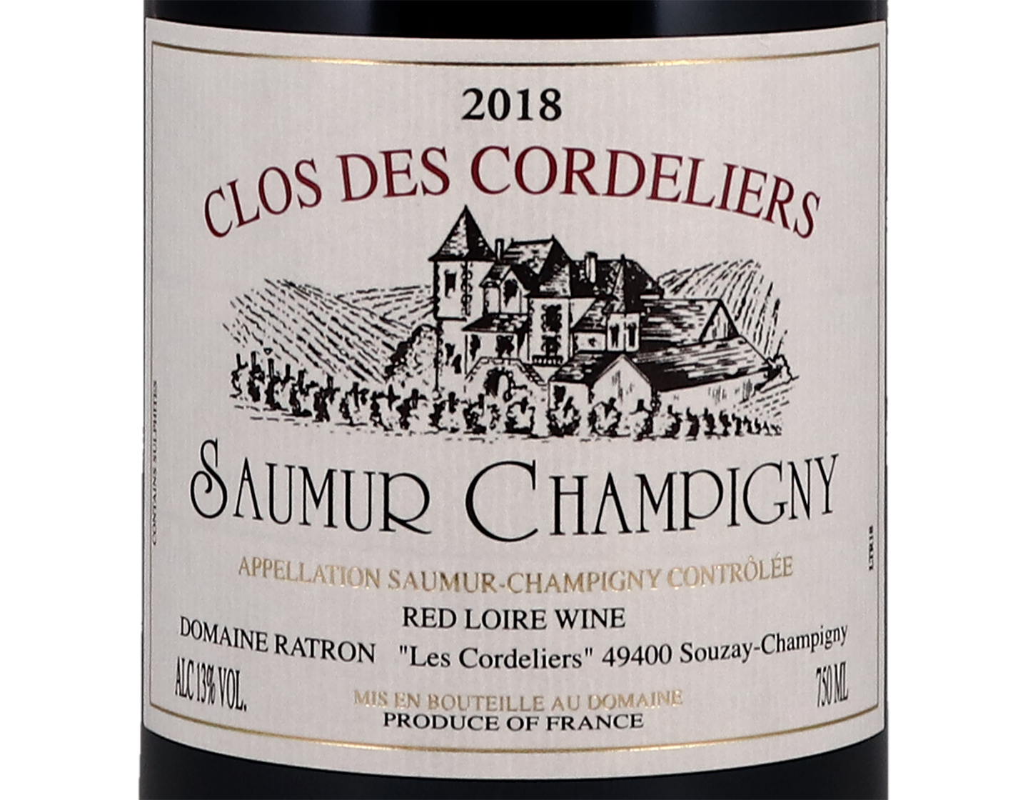 Saumur Champigny Tradition Clos des Cordeliers 2018 Domaine Ratron