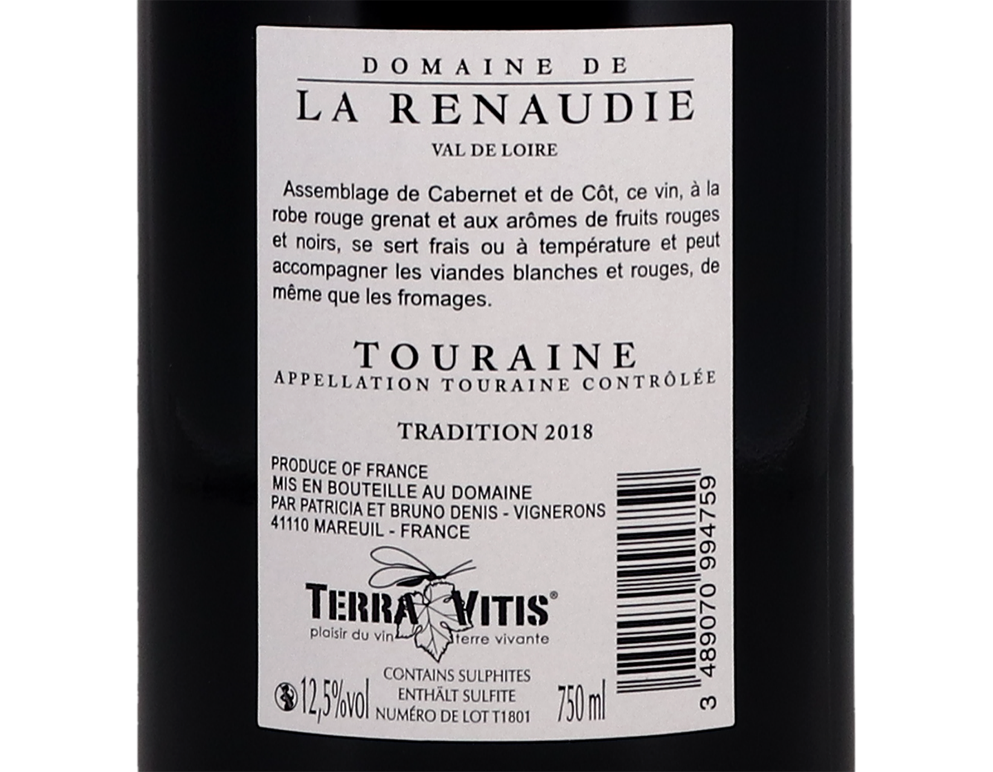 Touraine Rouge Tradition Domaine de la Renaudie 2018