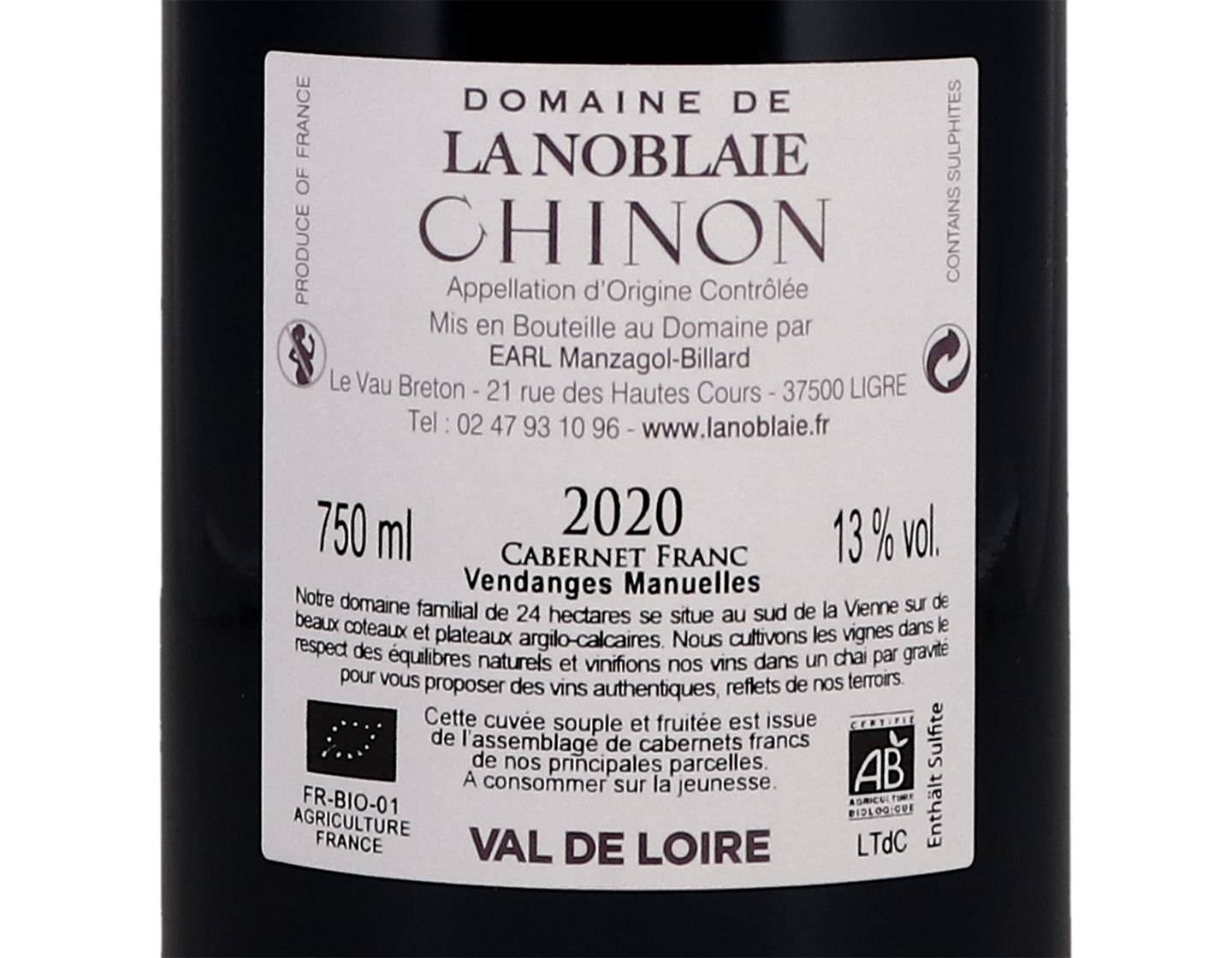Chinon Temps des Cerises Dom de la Noblaie 2020 ORGANIC
