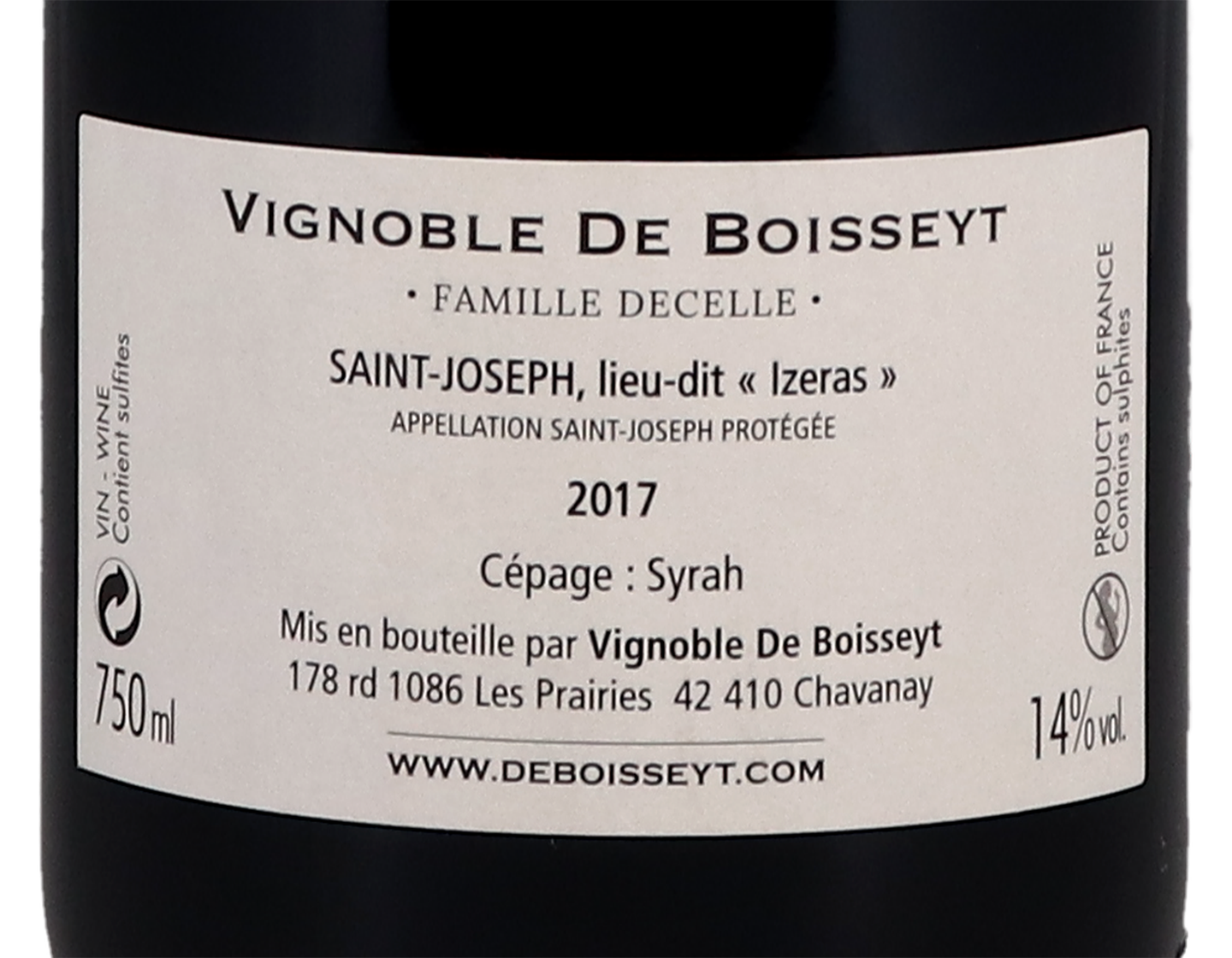Saint Joseph Izeras Domaine de Boisseyt 2017