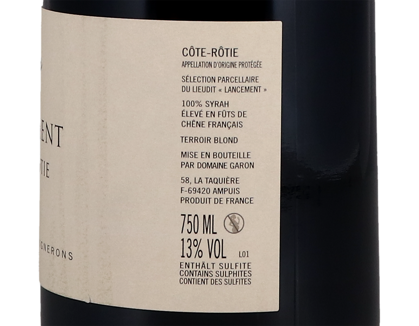 Cote Rotie Lancement Domaine Garon 2017