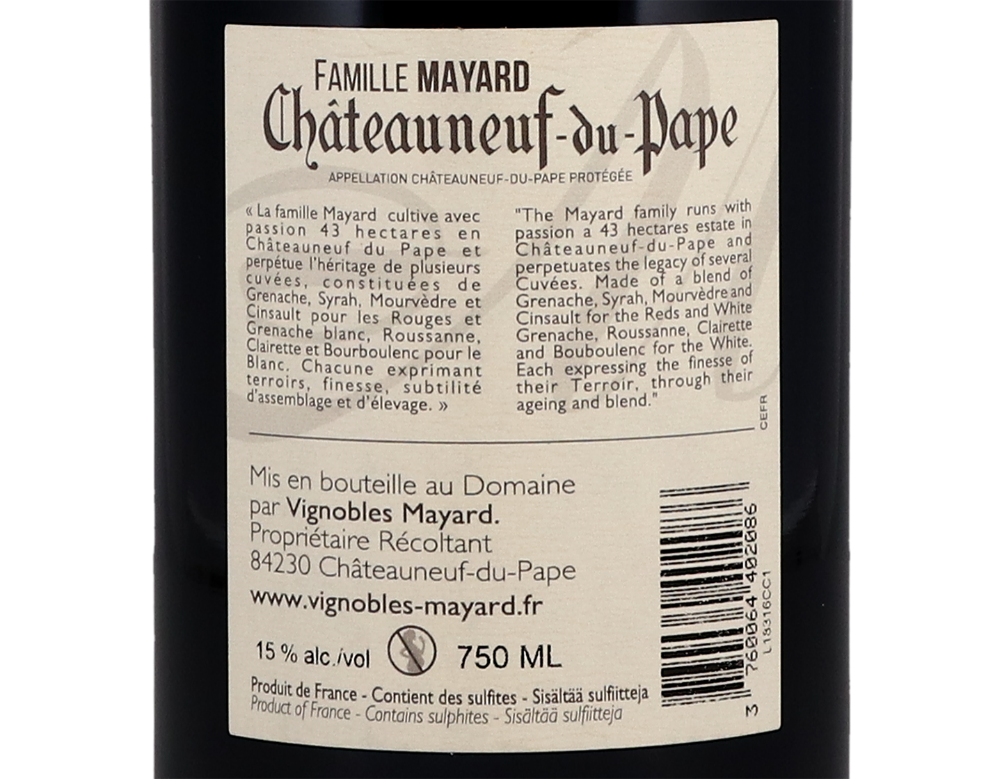 Chateauneuf du Pape Clos du Calvaire 2018