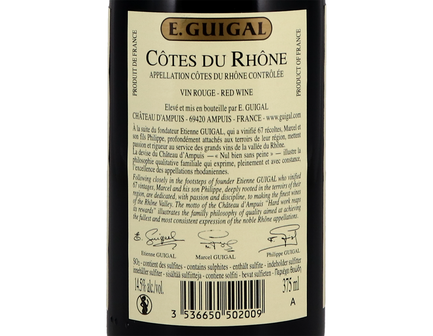Half bottle of Cotes du Rhone Rouge Guigal 2017