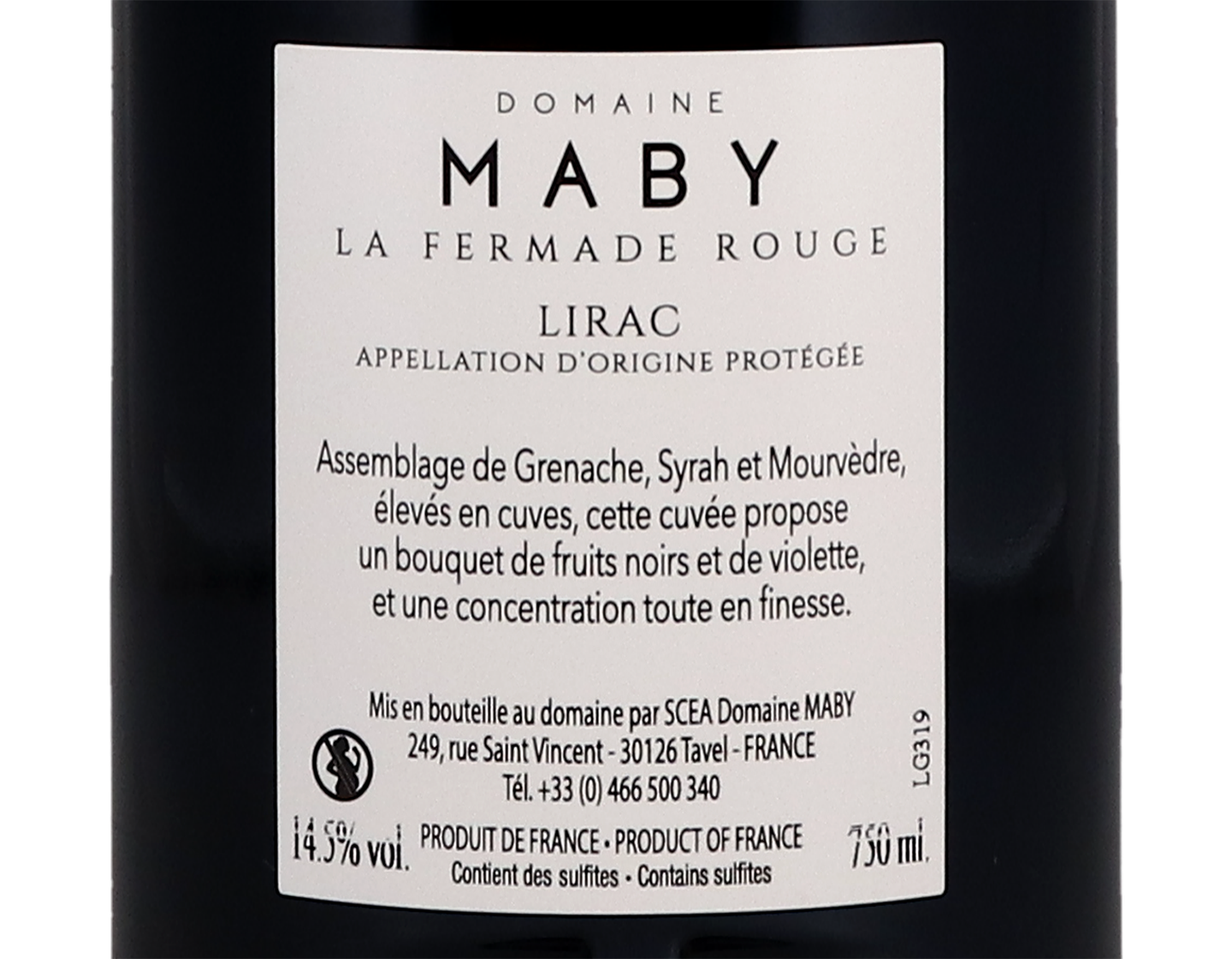 Lirac Rouge La Fermade Domaine Maby 2019