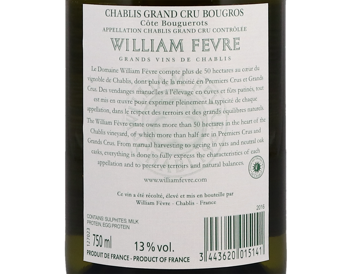 Domaine William Fèvre, Chablis Grand Cru Côte Bouguerots 2016