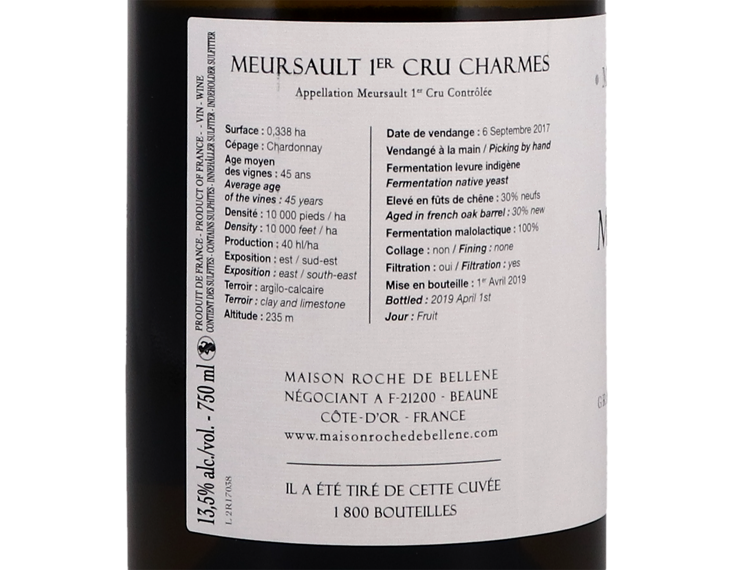 Maison Roche de Bellene Meursault PC Charmes 2017